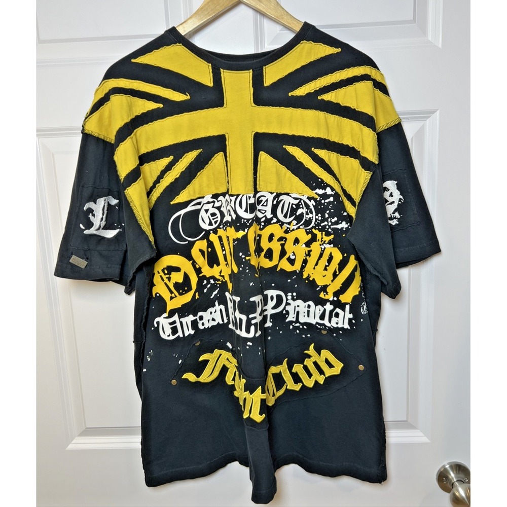 Black Label Society Great Depression Fight Club Shirt 3X Rivet Patch Metal Tee
